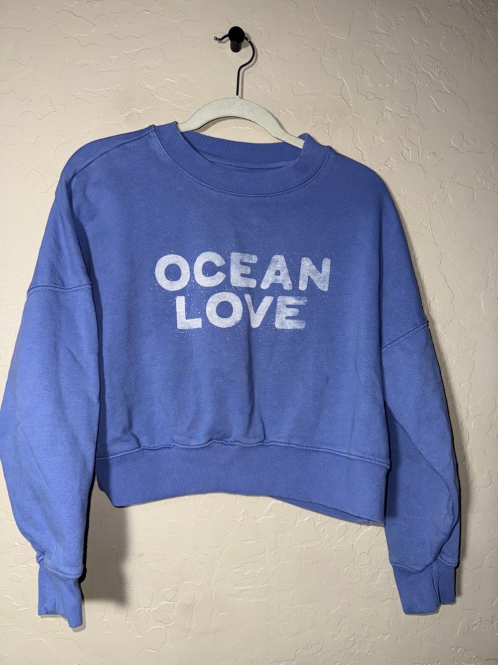 Spiritual Gangster 100% cotton crop sweatshirt “ocean love” graphic size XS
